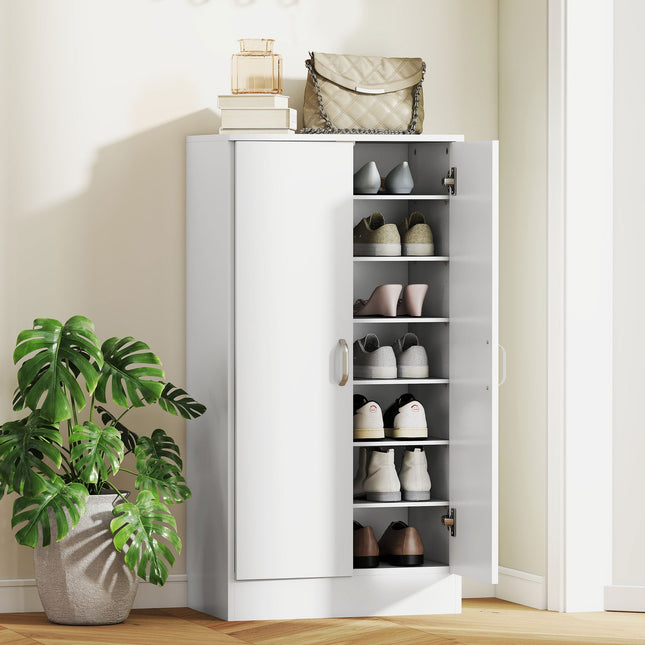Schoenenkast met softclose scharnieren, verstelbare planken, wit