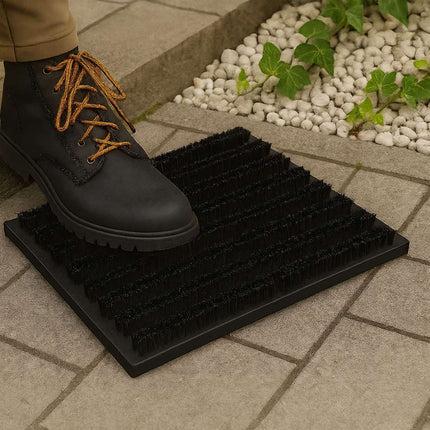 Shoe Cleaner with Wooden Scraper and Rubber Strips