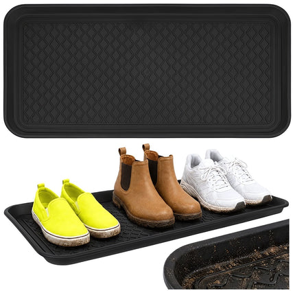 Shoe Drainer Mat XXL 75.5 x 38 cm with 3 cm High Edge, Waterproof, Black