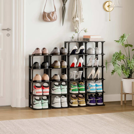 Shoe Organizer Rack, Black, Space-Saving, Pack of 6