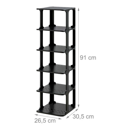 Shoe Organizer Rack, Black, Space-Saving, Pack of 6