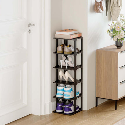 Shoe Organizer Rack, Black, Space-Saving, Pack of 6