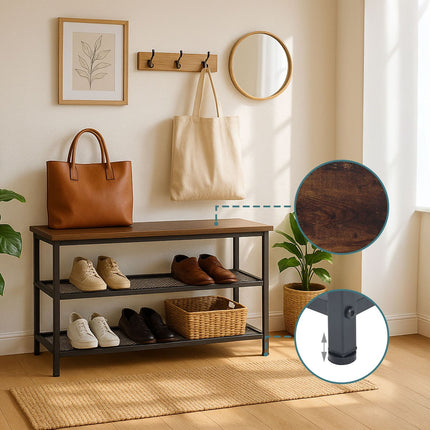 Shoe Rack, 2-Tier Metal, Holds 6 Pairs