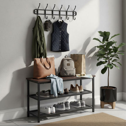 Shoe Rack, 2-Tier Metal, Holds 6 Pairs