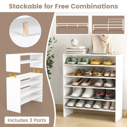 Shoe Rack 78cm, Stackable 3-Piece 2-Tier, White
