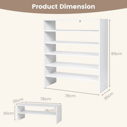 Shoe Rack 78cm, Stackable 3-Piece 2-Tier, White