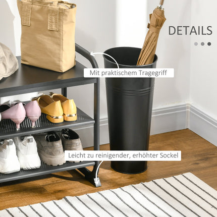 Industrial Style 2-Tier Shoe Bench, Steel, Black, Fits 6 Pairs