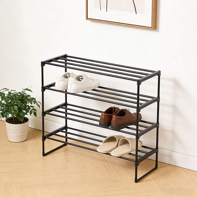Schoenenrek - Stapelbaar metalen frame, plastic planken