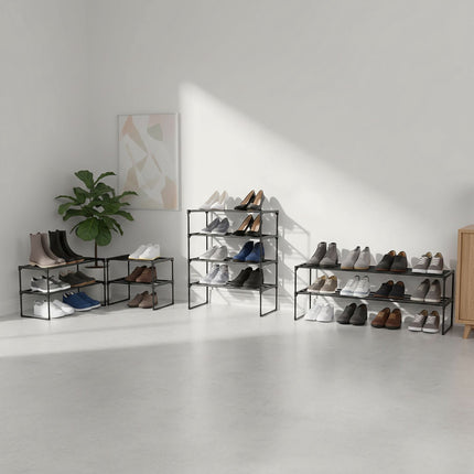 Shoe Rack – Stackable Metal Frame, Plastic Shelves