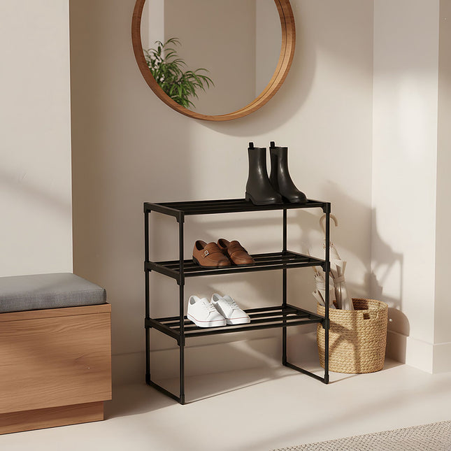 Schoenenrek - Stapelbaar metalen frame, plastic planken