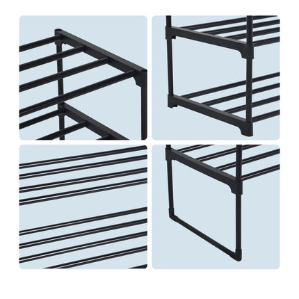 Shoe Rack – Stackable Metal Frame, Plastic Tiers