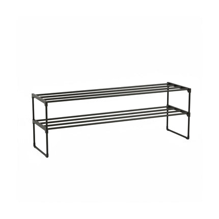 Shoe Rack, Stackable Metal Frame With Plastic Tiers