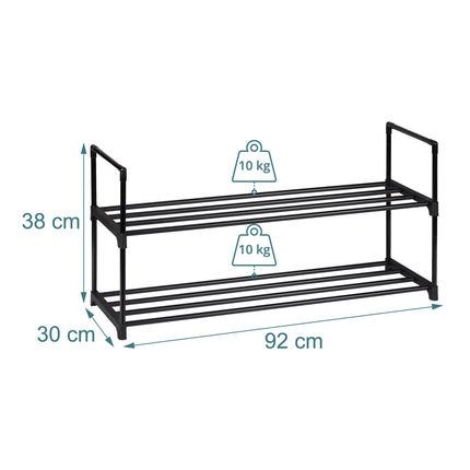 Shoe Rack, Stackable Metal Frame With Plastic Tiers