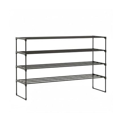 Shoe Rack, Stackable Metal Frame With Plastic Tiers