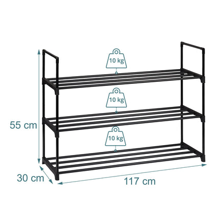 Shoe Rack, Stackable Metal Frame With Plastic Tiers