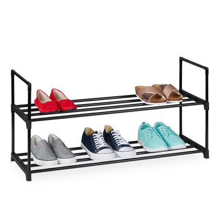 Shoe Rack, Stackable Metal Frame With Plastic Tiers