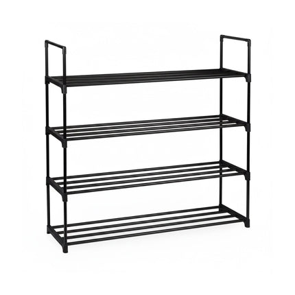 Shoe Rack, Stackable Metal Frame With Plastic Tiers