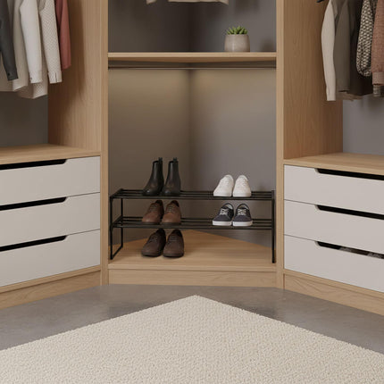 Shoe Rack, Stackable Metal Frame With Plastic Tiers