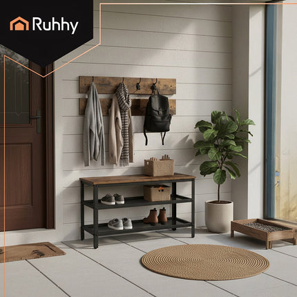 Shoe Rack with Hanger, Bench & 2 Shelves, 73cm