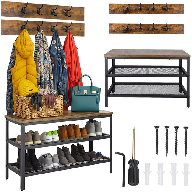 Schoenenrek met hanger, bank en 2 planken, 73 cm