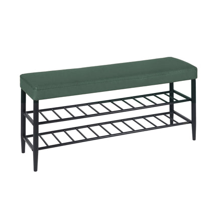 Shoe Storage Bench, Faux Leather, 2 Shelves
