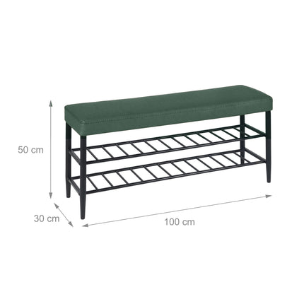 Shoe Storage Bench, Faux Leather, 2 Shelves