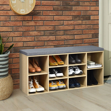 Shoe Storage Bench With 10-Cube Organizer, 41 Inch