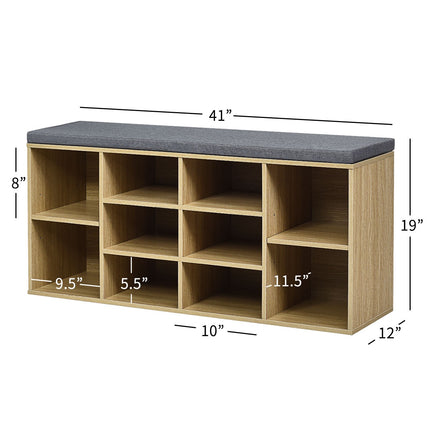 Shoe Storage Bench With 10-Cube Organizer, 41 Inch