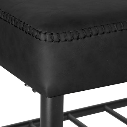 Shoe Storage Bench with 2 Shelves, Faux Leather Seat