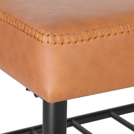 Shoe Storage Bench with 2 Shelves, Faux Leather Seat