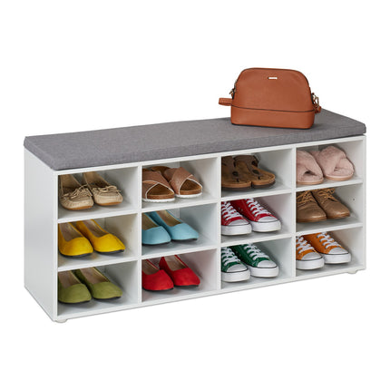Shoe Storage Bench with Cushion – Hallway Organizer