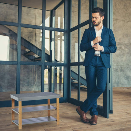 Shoe bench in bamboo gray