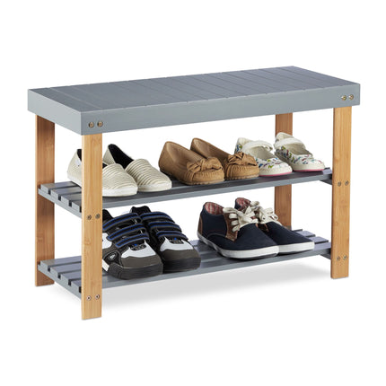 Shoe bench in bamboo gray