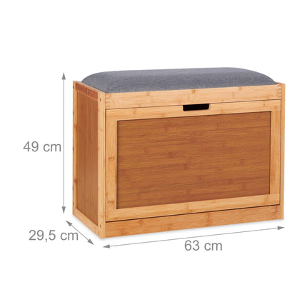 Shoe bench with gray seat
