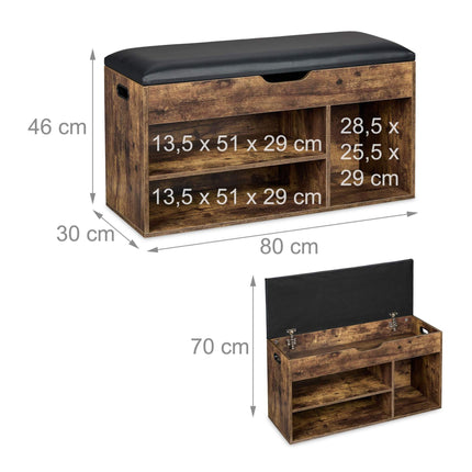 Shoe bench with seat and storage