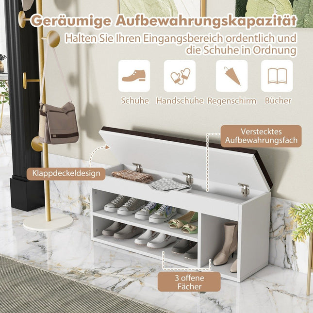 Schoenenbank met zitvlak en opbergruimte 104 x 30 x 48 cm garderobebank schoenenrek hout grijs