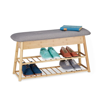 Shoe bench with seat and storage space