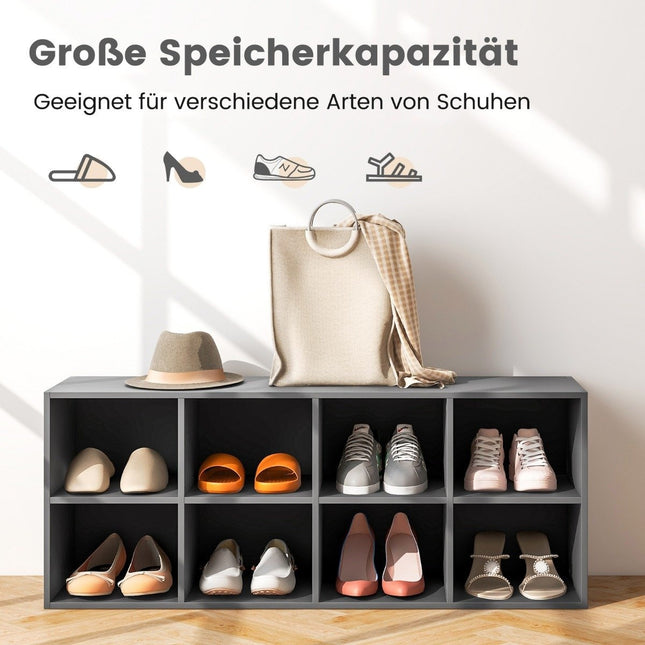 Schoenenbank met zitting schoenenrek van hout 230 kg draagvermogen 102 x 30 x 41 cm grijs