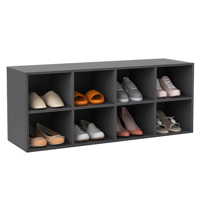 Schoenenbank met zitting schoenenrek van hout 230 kg draagvermogen 102 x 30 x 41 cm grijs