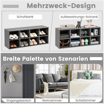 Shoe bench with seat shoe rack made of wood 230 kg load capacity 102 x 30 x 41 cm grey