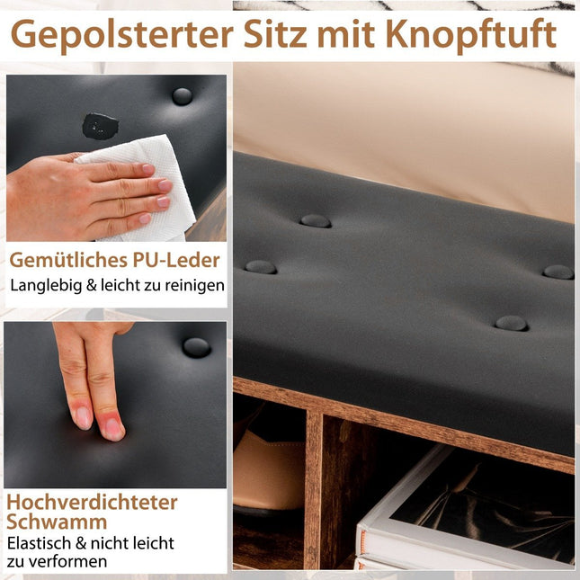 Shoe bench with umbrella stand Entrance bench with adjustable shelf 110 x 30 x 52 cm