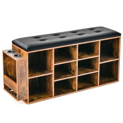 Shoe bench with umbrella stand Entrance bench with adjustable shelf 110 x 30 x 52 cm