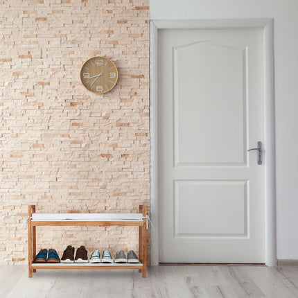Shoe bench with upholstered seat