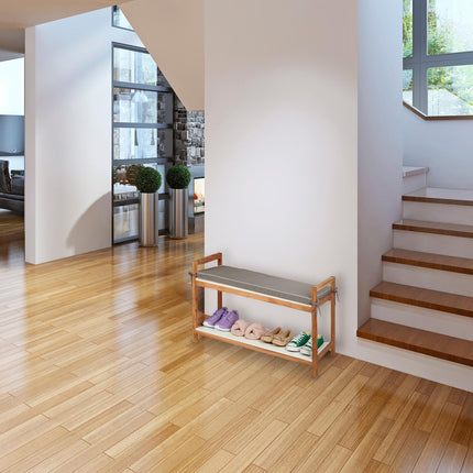 Shoe bench with upholstered seat
