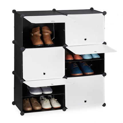 Shoe cabinet black and white with 12 compartments