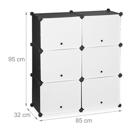 Shoe cabinet black and white with 12 compartments