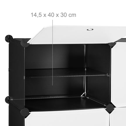 Shoe cabinet black and white with 12 compartments