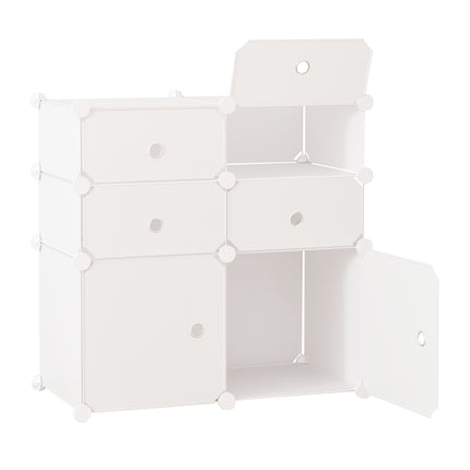 Shoe cabinet with storage drawers, plastic & steel, white 75x37x73cm