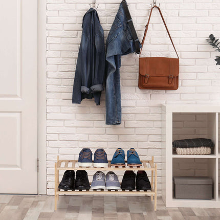 Shoe rack in bamboo 2 levels stackable