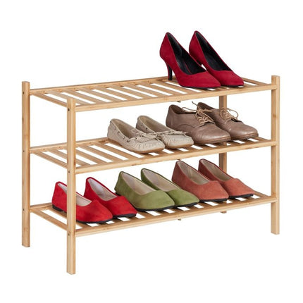 Shoe rack in bamboo 3 levels stackable